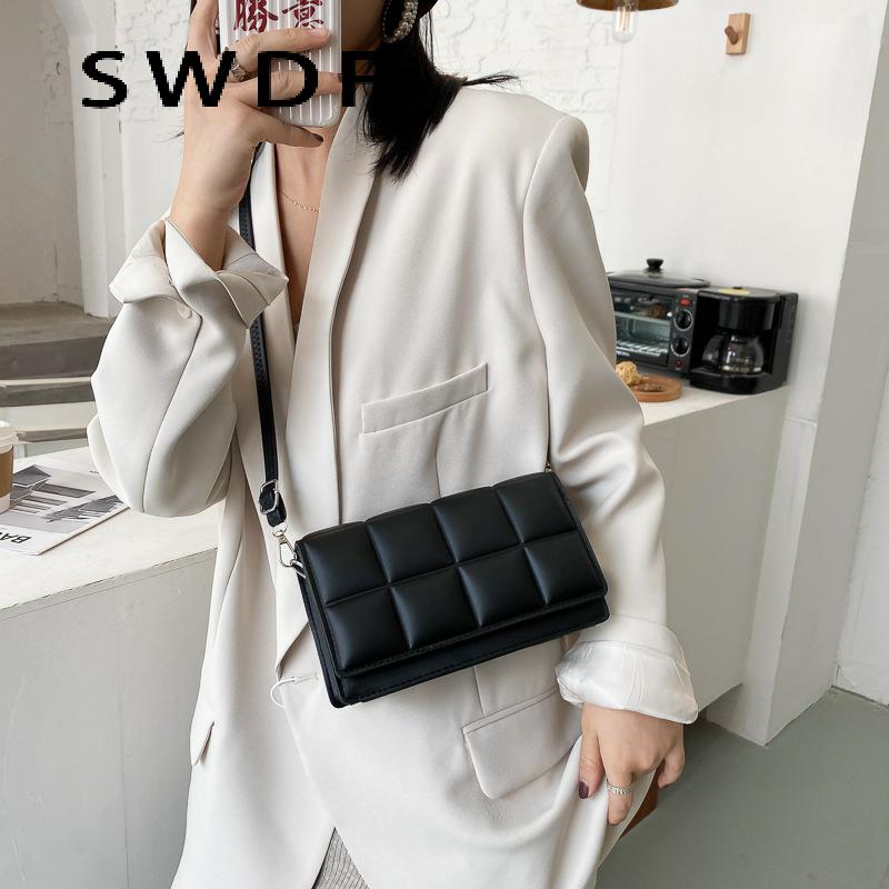 SWDF New 2022 Spring New Trend Wild Shoulder Bag Fashion Plaid Bag Women Ladies Design Messenger Small Square Bag Luxury Handbag