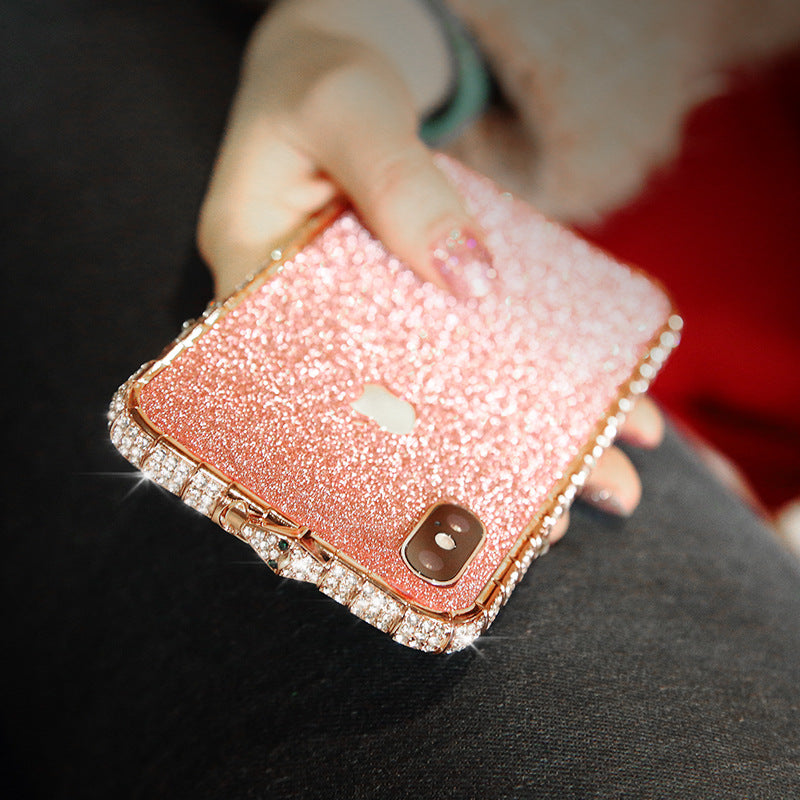 Mobile Phone Case Women's Rhinestone Iphone11 Mobile Phone Case Diamond Frame X Glitter 8p Diamond Case