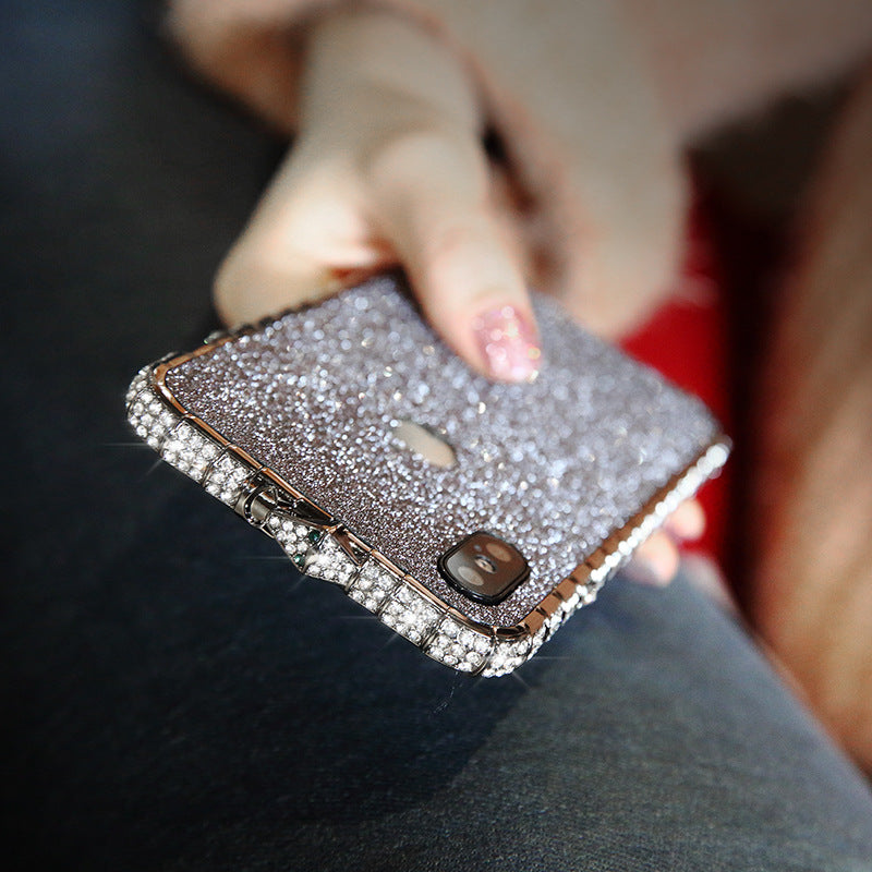 Mobile Phone Case Women's Rhinestone Iphone11 Mobile Phone Case Diamond Frame X Glitter 8p Diamond Case