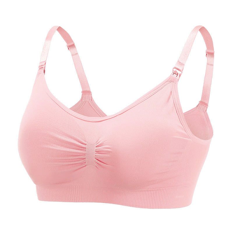 Pregnant Women's Front Buckle Seamless Large Size Breastfeeding Bra Breastfeeding Adjustment Type Gathered Postpartum Thin Breastfeeding Bra Underwear