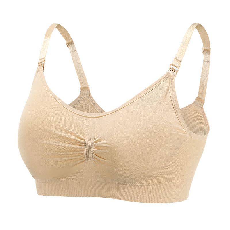 Pregnant Women's Front Buckle Seamless Large Size Breastfeeding Bra Breastfeeding Adjustment Type Gathered Postpartum Thin Breastfeeding Bra Underwear