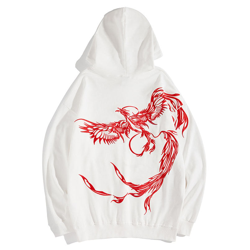 Phoenix Pattern Embroidered Men's Ethnic Style Hooded Sweater