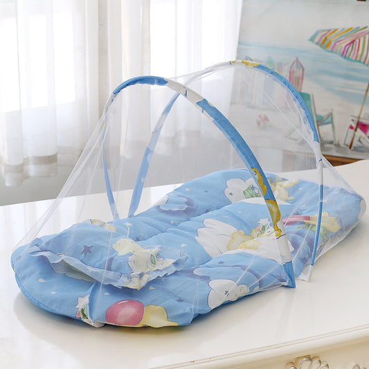 Portable Foldable Baby Kids Infant Bed Dot Zipper Mosquito Net Tent Sleeping Cushion