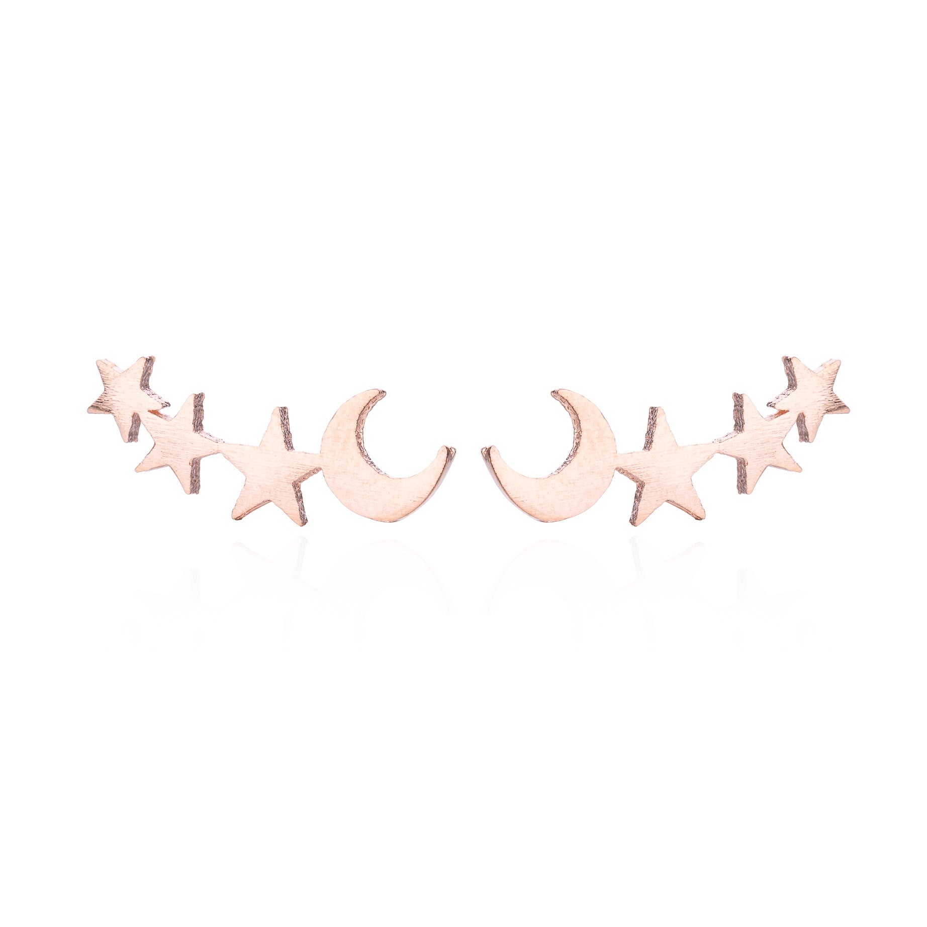 Cute Mini Girl Series Star Moon Combination Stud Earrings University Style Birthday Gift