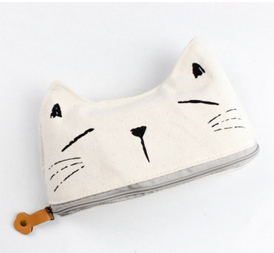 Korea style creative cartoon pencil pouch canvas pencil case student big size pencil case