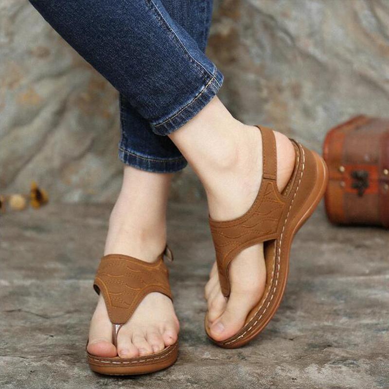 Summer Shoes Roman Retro Style Clip Toe Sandals Women Ankle Buckle Shoes