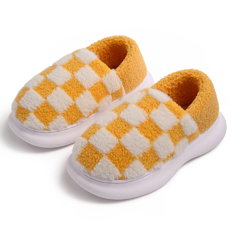 Checkerboard Cotton Shoes Plus Velvet Thick Cotton Mop