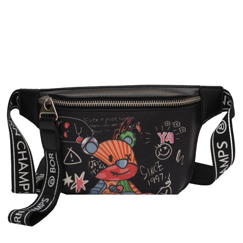 Casual Waist Bags For Women 2021 Cute Bear Pattern Leather Shoulder Chest Bag Travel Women Fanny Pack Belt Purses Female Bolsos