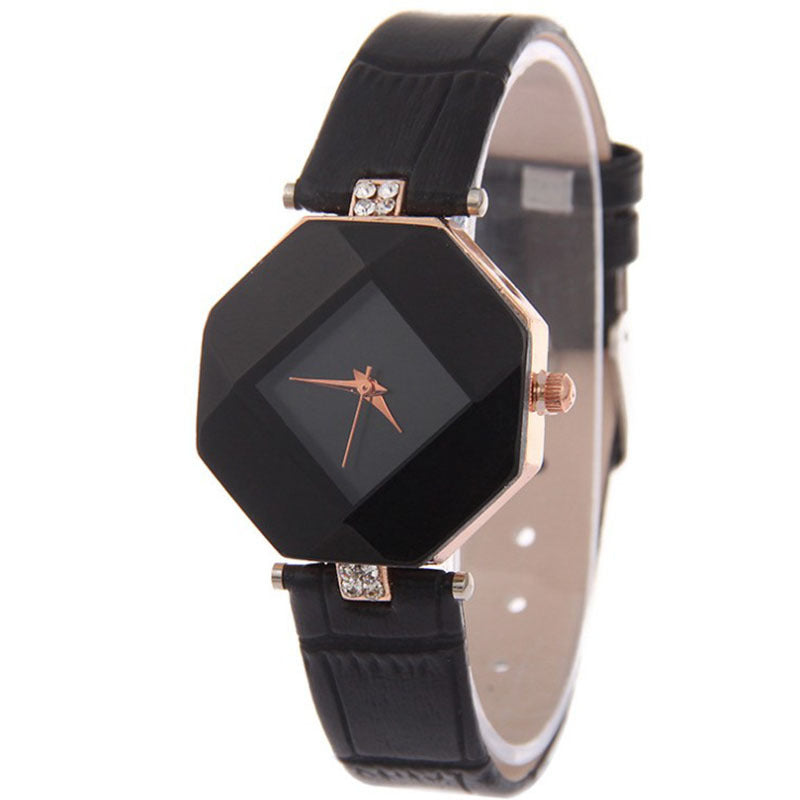 Diamond Shape Cut Dial Plate Fashion Watch