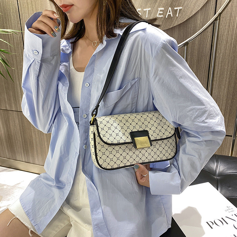 New Small Print Strap Shoulder Bags For Women 2022 Elegant Lady Armpit Bag Female Solid Color Handbags Travel Crossbody Hand Bag