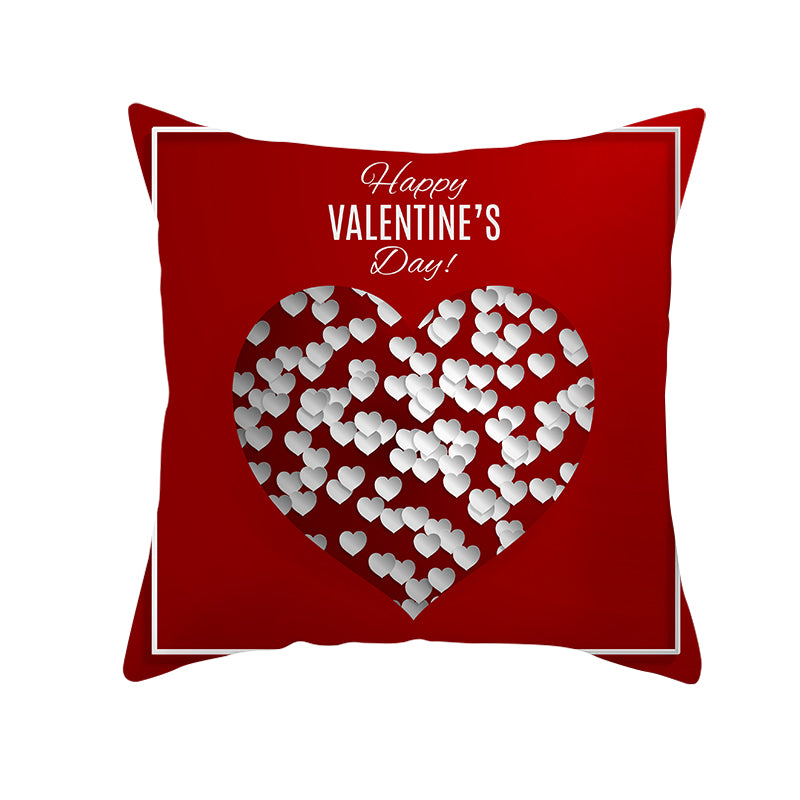 Valentine's Day Red Heart Linen Pillowcase