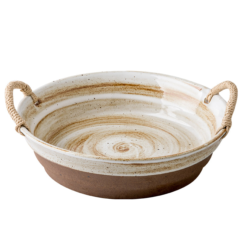 Stoneware Hemp Rope Plate 9inch Large Deep Dish