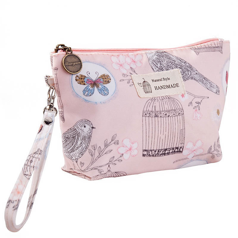 Portable Printed Waterproof Cloth Cosmetic Bag Travel Ladies Zipper Portable Toiletry Bag Multifunctional Storage Bag