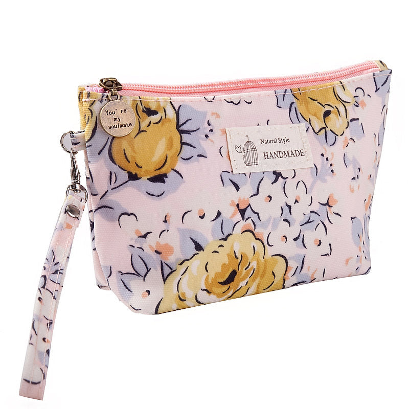 Portable Printed Waterproof Cloth Cosmetic Bag Travel Ladies Zipper Portable Toiletry Bag Multifunctional Storage Bag