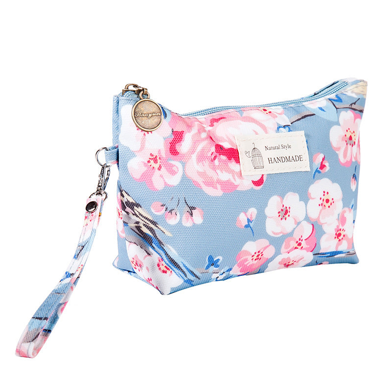 Portable Printed Waterproof Cloth Cosmetic Bag Travel Ladies Zipper Portable Toiletry Bag Multifunctional Storage Bag