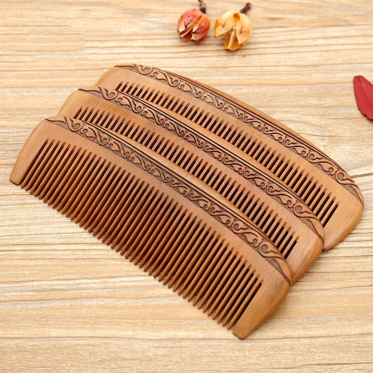 Carving series peach wood comb