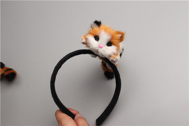 Stylish Women Girls Lovely Cat Headband Flannelette Plush Kitten