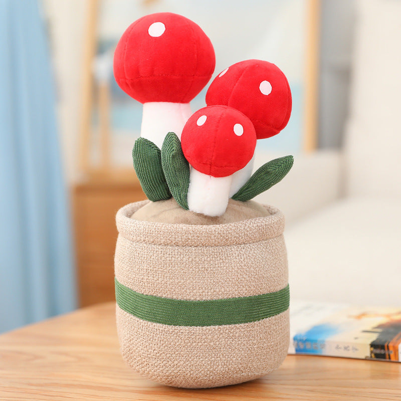 New Cute Potted Plants Mushroom Ornaments Plush