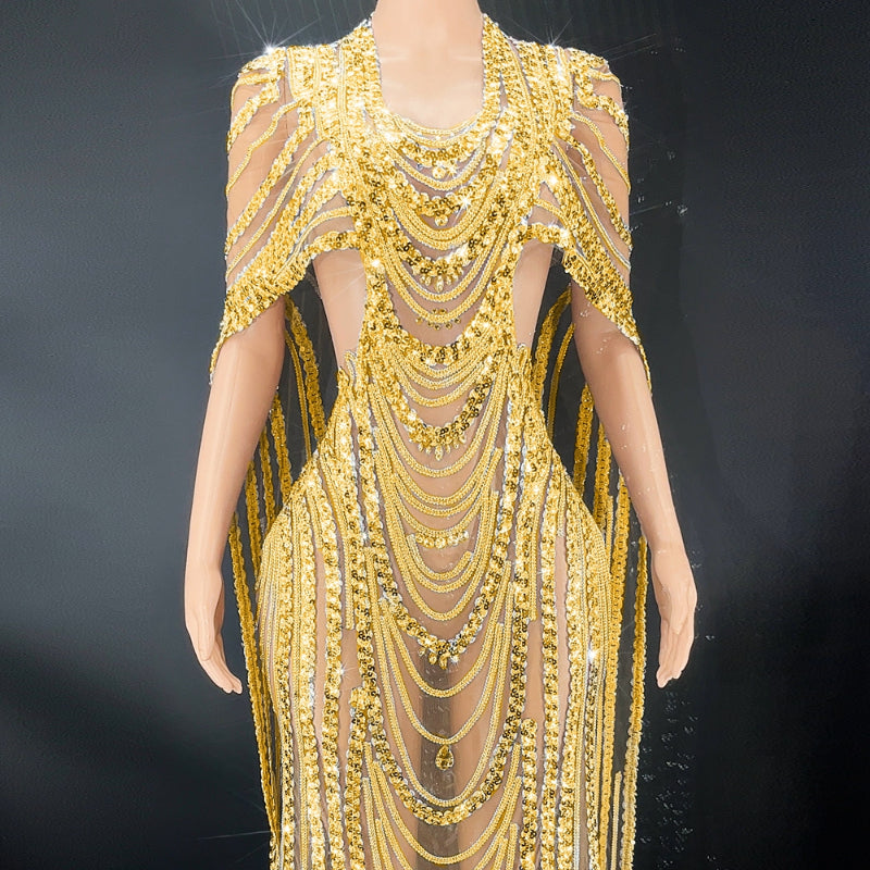 Celebrate Crystal Sequin Evening Gown