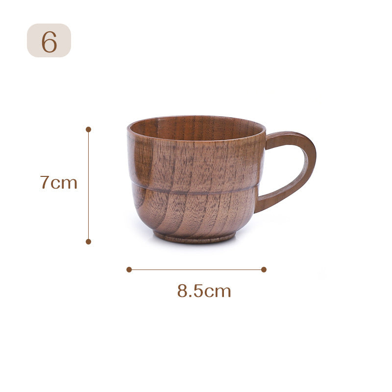 Japanese Style Vintage Handle Solid Wood Water Cup