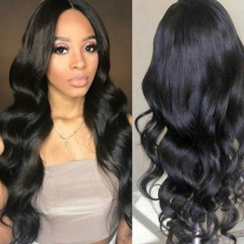 Medium Split Black Big Wave Wig High Temperature Wire