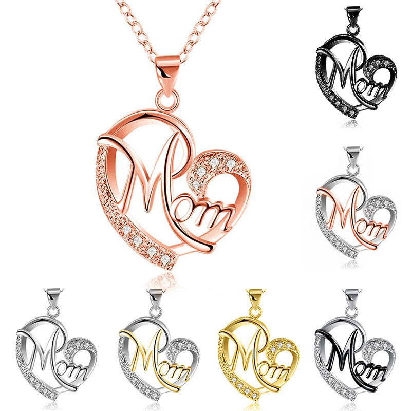 European And American Women\'s Necklaces Mom Color Separation Heart-shaped Diamonds 2021 Wish Explosive Mother' Day Gifts Across The Border