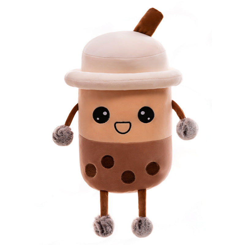 Simulation Milk Tea Cup Cute Expression Pillow Plush Toys