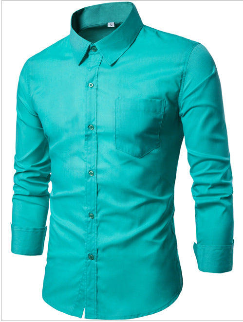 Candy Color Men's Casual Long Sleeve Shirt