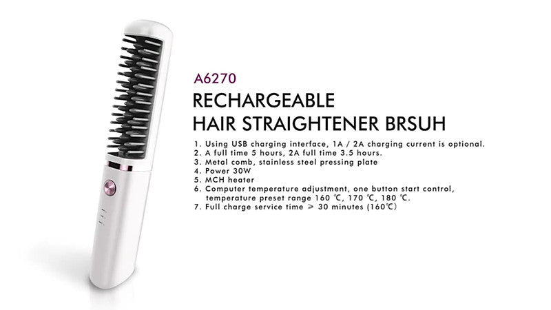 Hair Straightener Hot Rechargeable Heat Hair Straightener