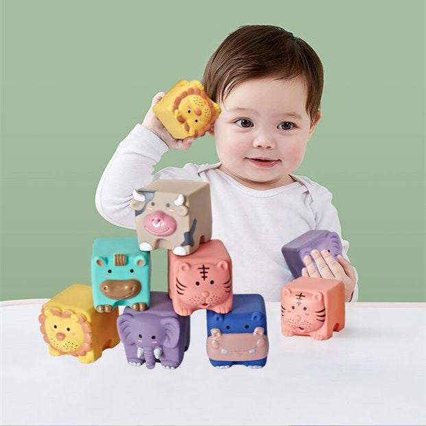 Soft Plastic Building Blocks For Infants And Young Children Early Education Digital Cognitive Animal Relief Matching Toys