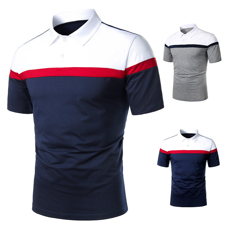 Color Matching Design Casual With Men's Short Sleeves