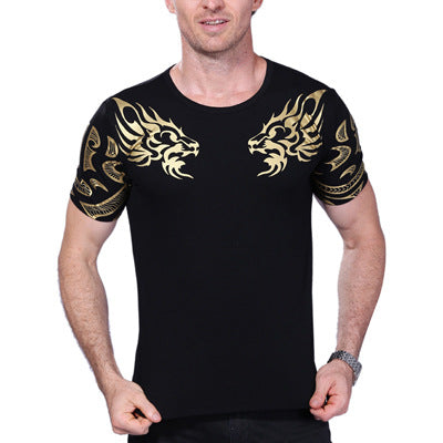 Men's patchwork short sleeve men's casual crew neck T-shirt