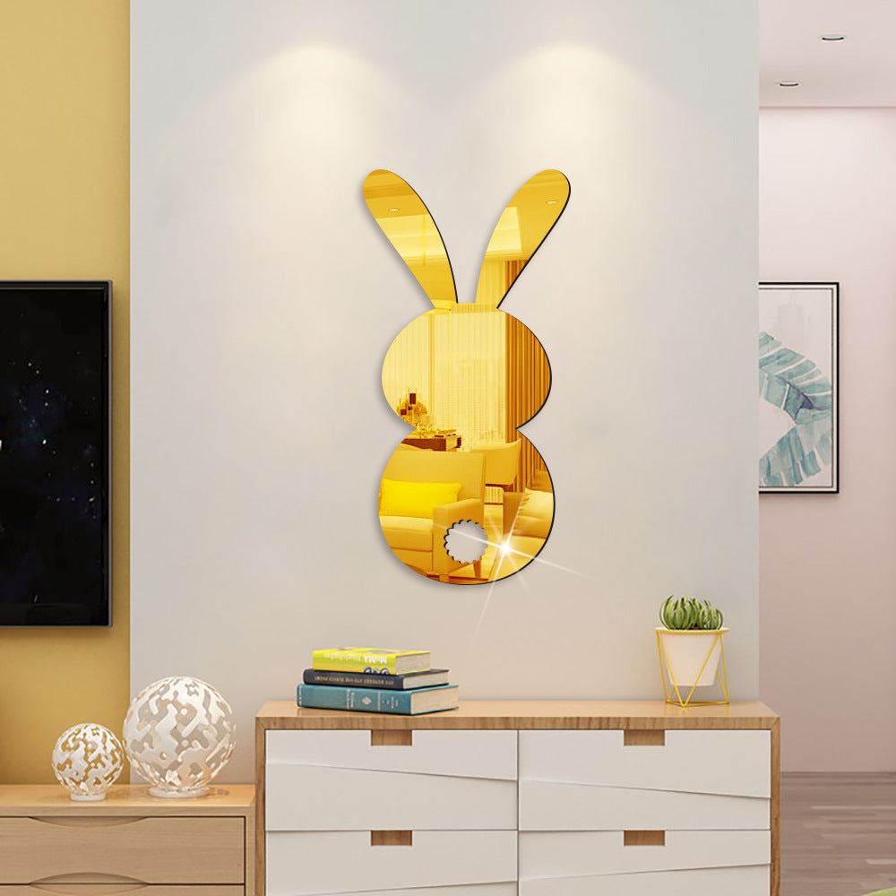 Easter Cartoon Rabbit Mirror Wall Sticker for Living Room Art Home Decor Vinyl Decal Acrylic Sticker Mural Wall Decor Wallpaper