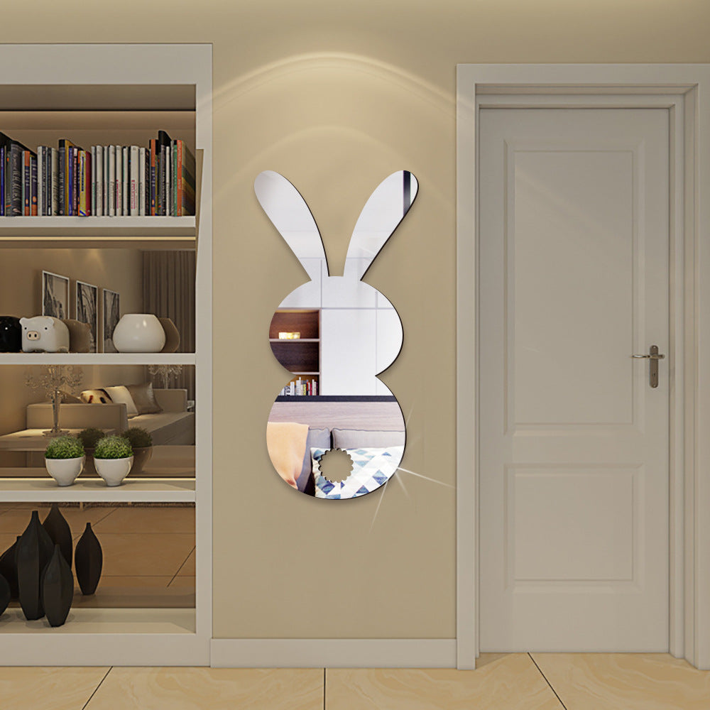 Easter Cartoon Rabbit Mirror Wall Sticker for Living Room Art Home Decor Vinyl Decal Acrylic Sticker Mural Wall Decor Wallpaper