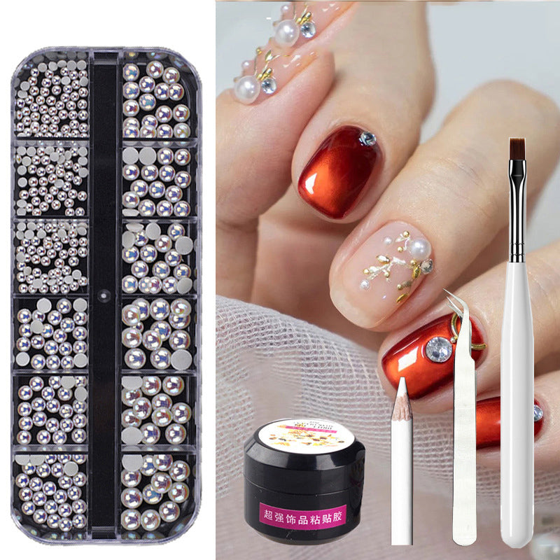 Metal Rivets Rhinestone Nail Decorations Mixed Box