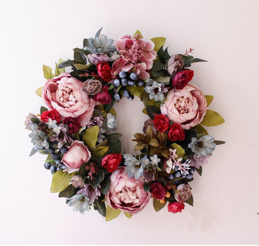 Old Vintage Wall Decoration Peony Wreath