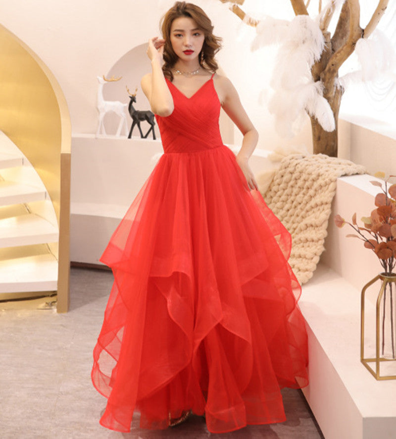 Thin Puff Skirt Sling Banquet Evening Dress