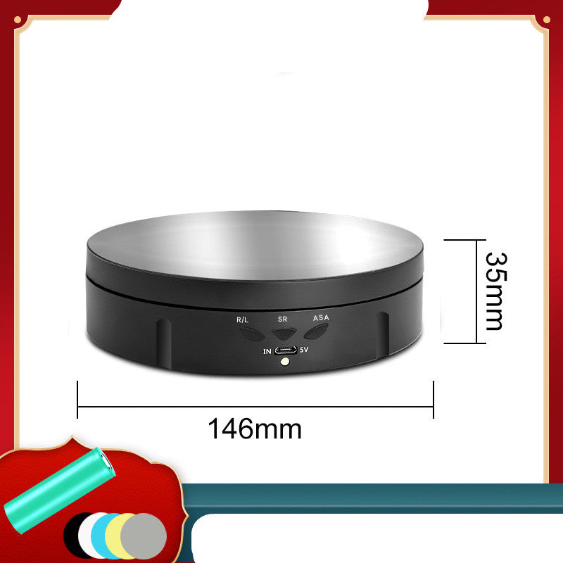 Cross-Border New 146MM Electric Display Stand With 3 Speed And Angle Adjustment, Intelligent Charging Rotating Table, Photography Rotating Disk