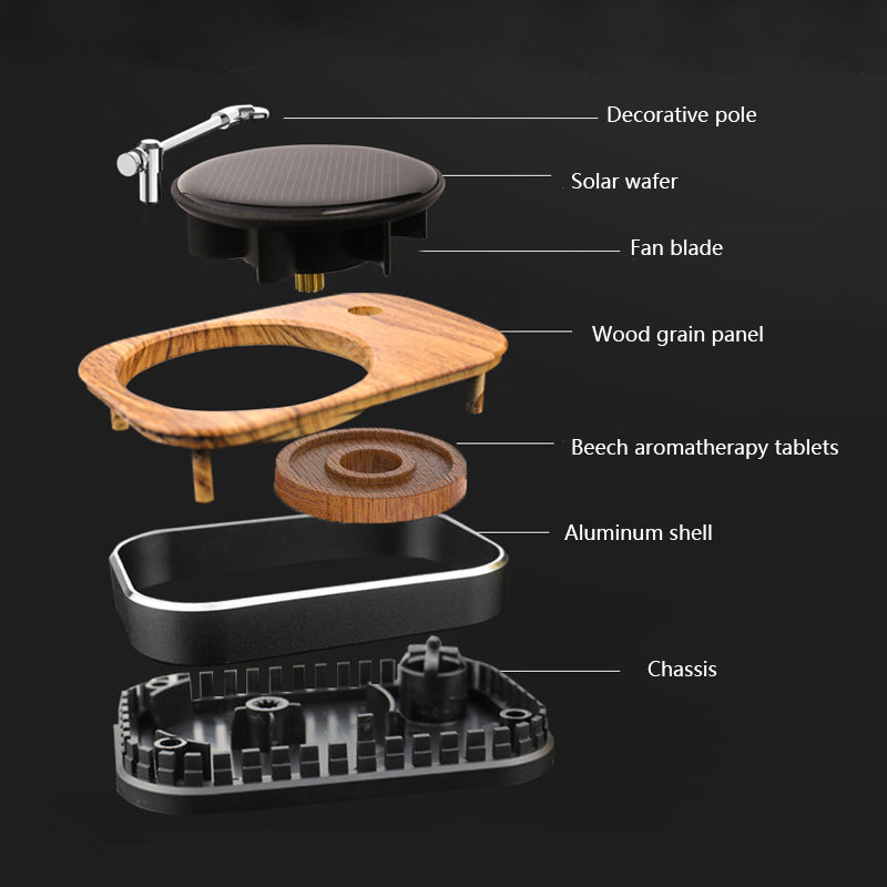 New Creative Solar Energy Record Player Rotating Perfume Car Accessories Aromatherapy Decoration