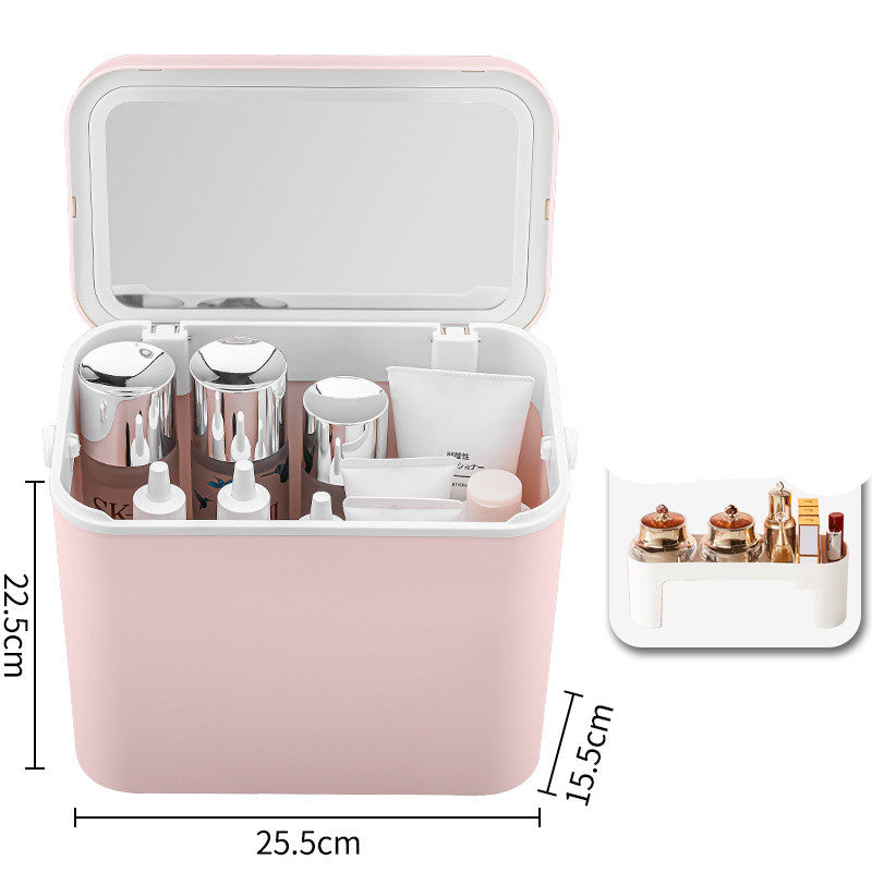 Large Capacity with Mirror Cosmetic Bag New Portable Oversized Storage Box Super Hot Suitcase for Women