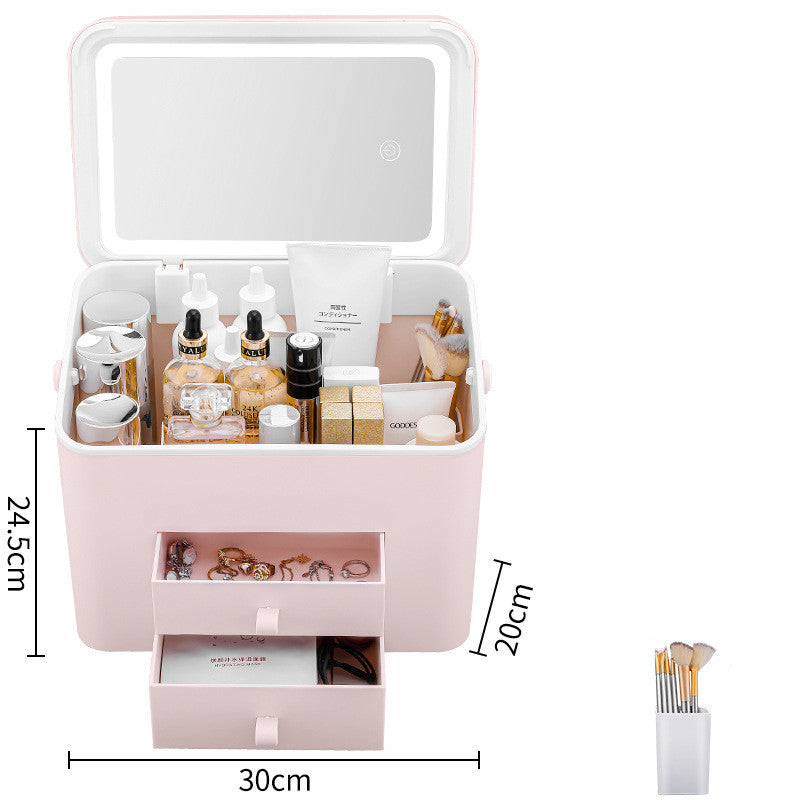 Large Capacity with Mirror Cosmetic Bag New Portable Oversized Storage Box Super Hot Suitcase for Women