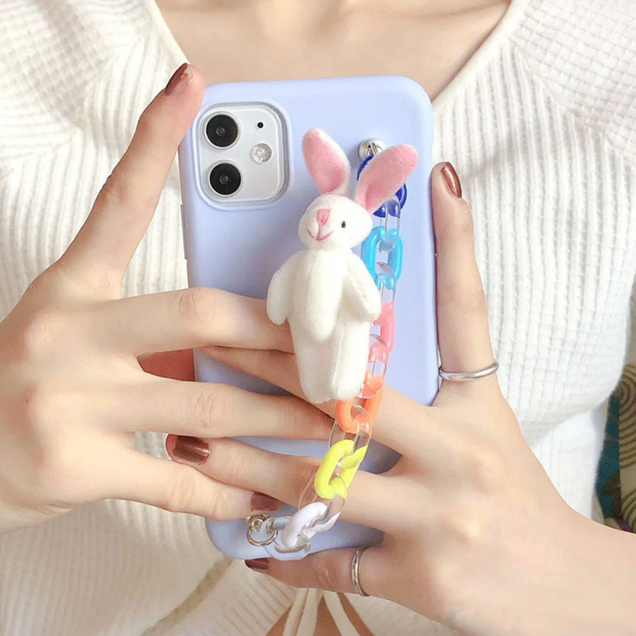 Compatible with Apple, Cute Doll Chain For Female iPhone Case