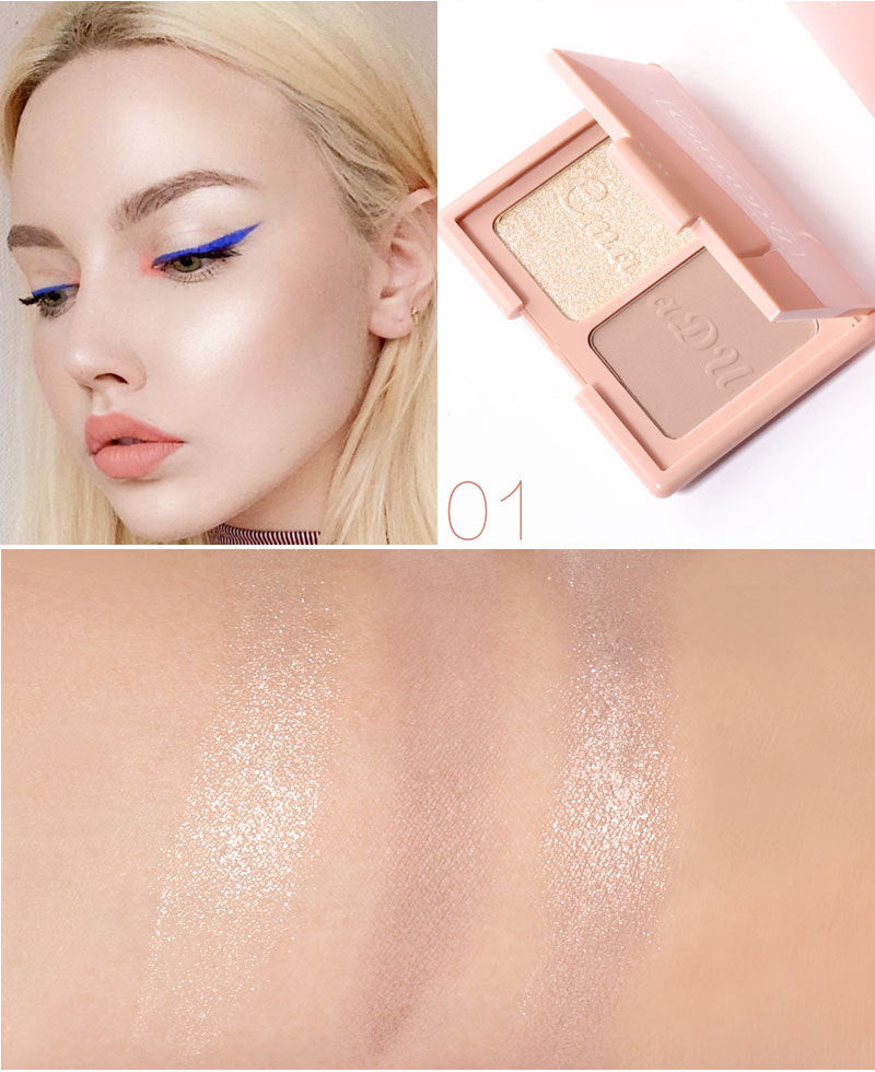 Two-Tone Delicate Natural Blush Highlighter Powder Repairing Palette