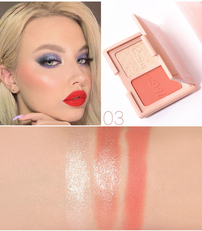 Two-Tone Delicate Natural Blush Highlighter Powder Repairing Palette