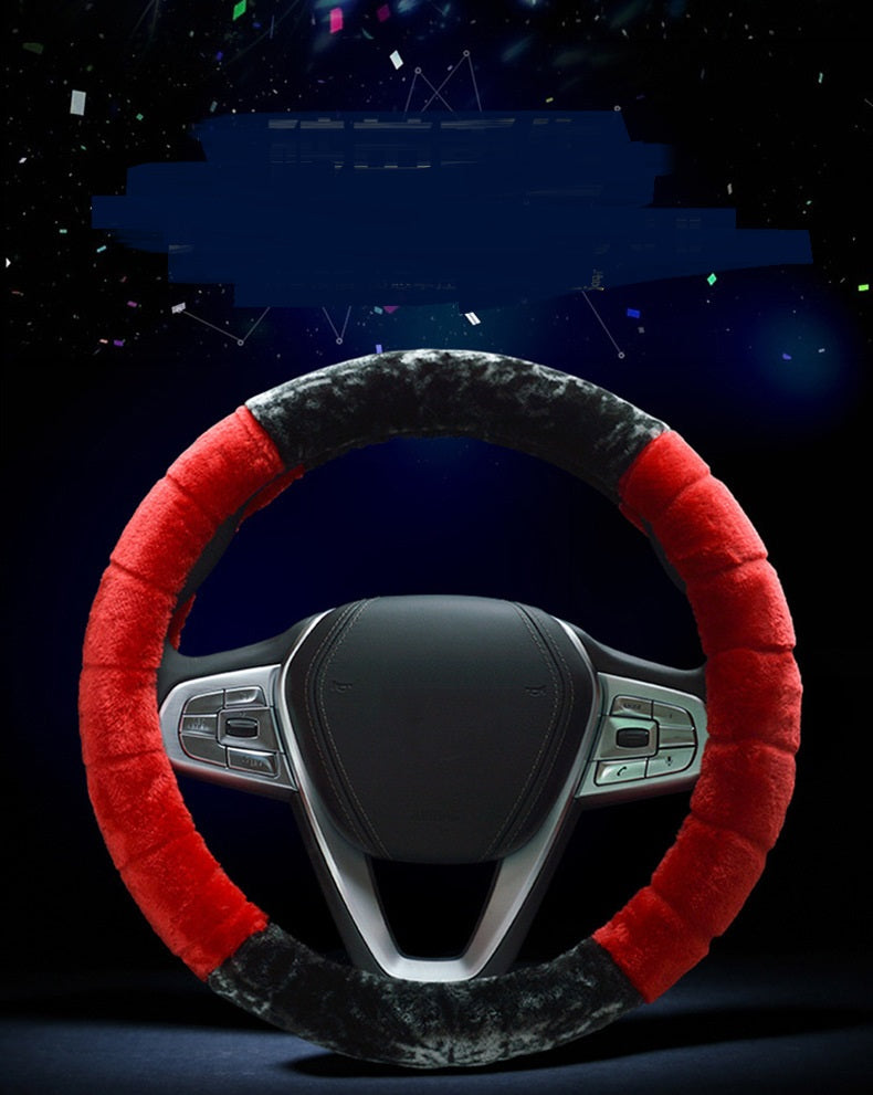 Short Plush Steering Handle Cover Non-slip And Warm Universal Steering Wheel Cover