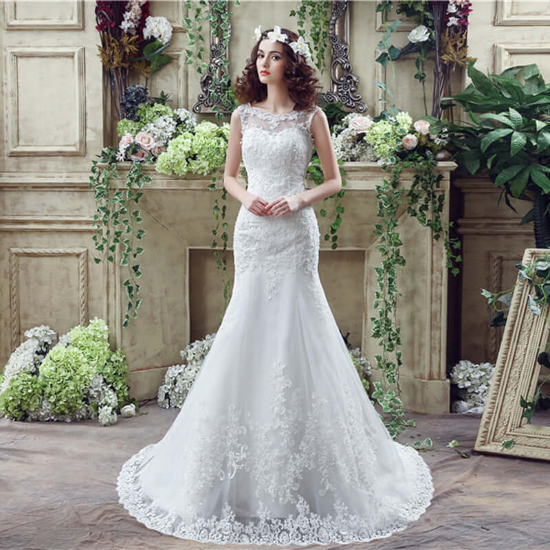 Bride Trailing Wedding Dress sexy Lace Mermaid Wedding DressW