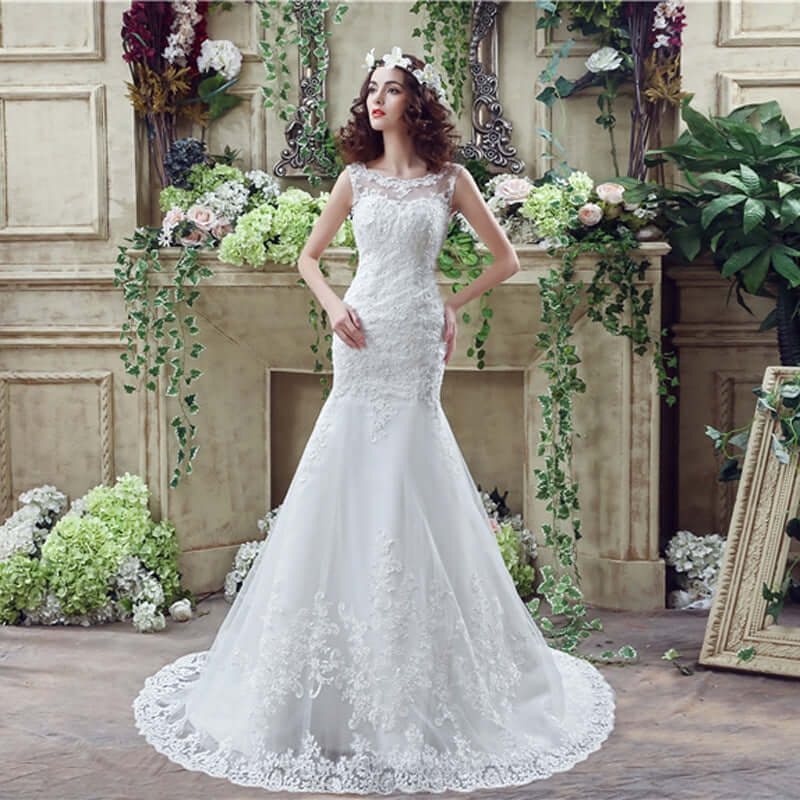 Bride Trailing Wedding Dress sexy Lace Mermaid Wedding DressW