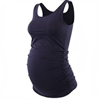 Maternity Basic Tank Top Mama Clothes Neck Sleeveless Tops Womens Solid Side Ruching Vest