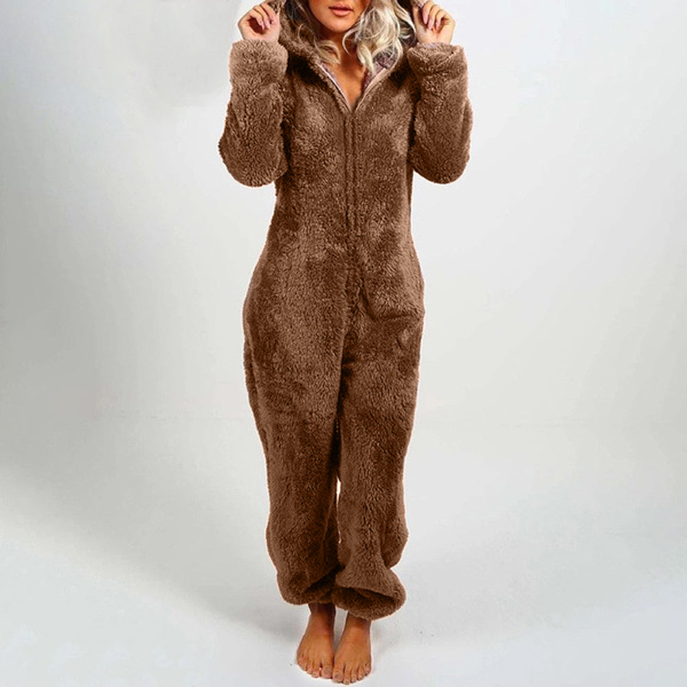 Women'S Plush Thick Plush Plush Jumpsuit Hooded Pajamas Parent-Child Wear