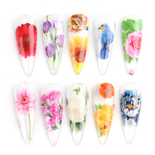 Nail Sticker Ins Retro Floral Rose Nail Lace Paper Star Transfer Paper Nai